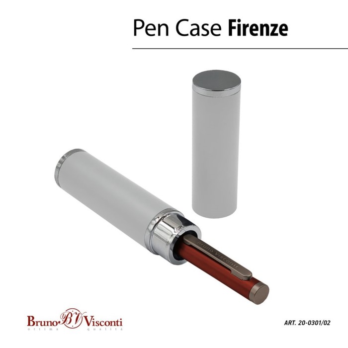 Ручка шариковая поворотная, 1.0 мм, BrunoVisconti FIRENZE, стержень синий, металлический корпус Soft Touch красный, в тубусе