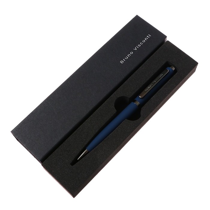 Ручка шариковая поворотная, 1.0 мм, BrunoVisconti FIRENZE, стержень синий, металлический корпус Soft Touch синий, в футляре - Фото 1