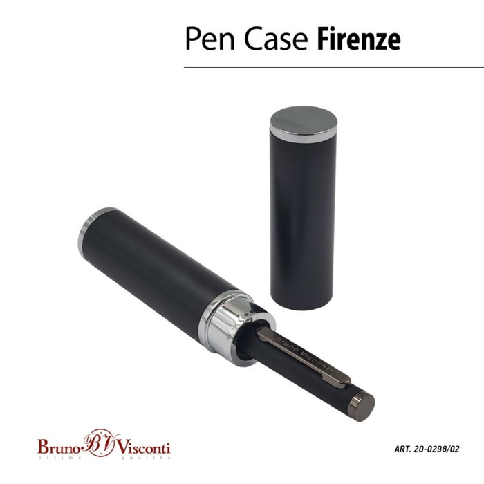 Ручка шариковая поворотная, 1.0 мм, BrunoVisconti FIRENZE, стержень синий, металлический корпус Soft Touch чёрный, в тубусе