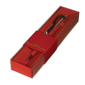 Ручка шариковая поворотная, 0.7 мм, BrunoVisconti PALERMO, стержень синий, металлический корпус Soft Touch красный, в красном футляре