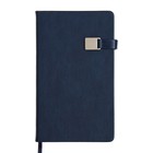 Ежедневник недатированный А5, 136 листов PREMIER, твёрдая обложка, искусственная кожа, ляссе, магнитный хлястик, бежевый блок 70 г/м2, тёмно-синий - фото 23034770