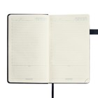 Ежедневник недатированный А5, 136 листов PREMIER, твёрдая обложка, искусственная кожа, ляссе, магнитный хлястик, бежевый блок 70 г/м2, тёмно-синий - фото 23529017