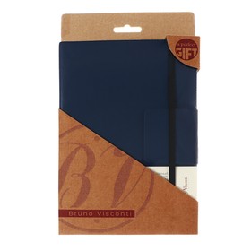 Ежедневник недатированный А5, 136 листов ZENITH, обложка искусственная кожа, ляссе, на резинке с хлястиком, с карманом для бумаг, бежевый блок 70 г/м2, тёмно-синий