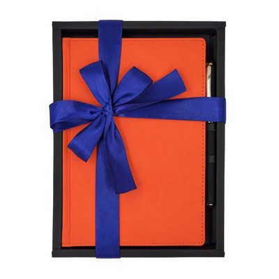 Набор подарочный ежедневник недатированный А5 136 листов VELVET, твёрдая обложка, искусственная кожа Soft Touch, блок 70 г/м2, оранжевый + шариковая ручка MONACO, 0.5 мм, чёрный корпус Soft Touch, стержень синий