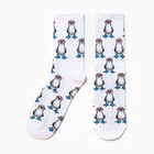 Носки "Модный пингвин", цвет белый, размер 23-27 (38-41) - фото 320460370