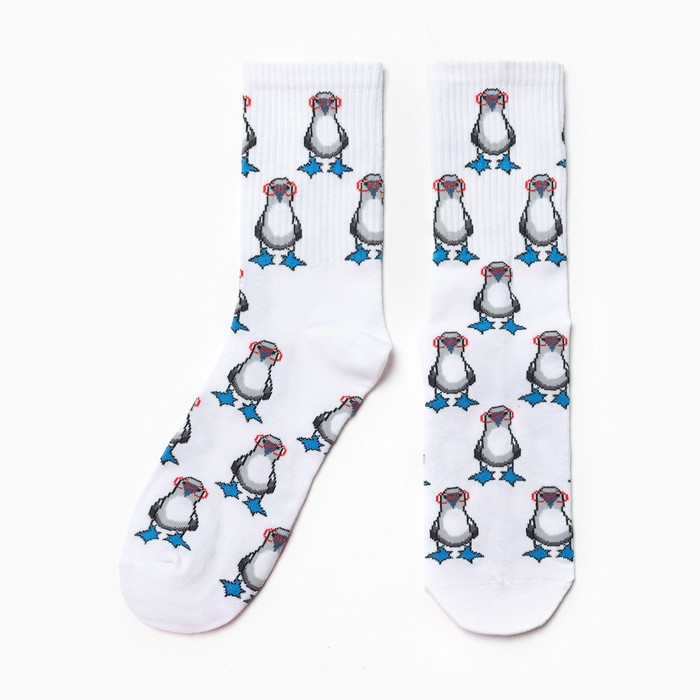 Носки Модный пингвин, цвет белый, размер 23-27 (38-41)