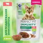 Влажный корм Perfect Fit иммунитет для кошек, говядина, лён, пауч, 75 г - фото 320385392