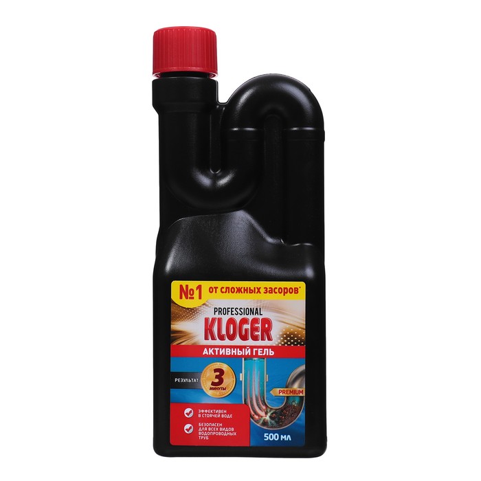 Чистящее средство KlogerProff гель от засоров, 0,5 л - Фото 1