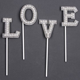 Топпер для торта LOVE, белый (комплект 2 шт)