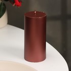 Свеча-цилиндр гладкая, 5х10 см, винная, металлик, 6 ч - Фото 2
