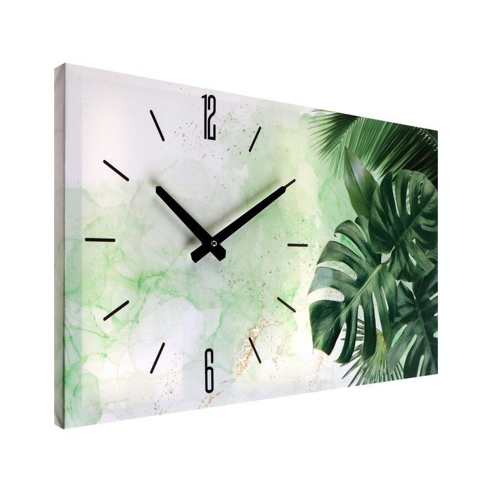 Часы-картина настенные, серия: Интерьер, "Листья", плавный ход, 35 х 60 см - фото 1906436607