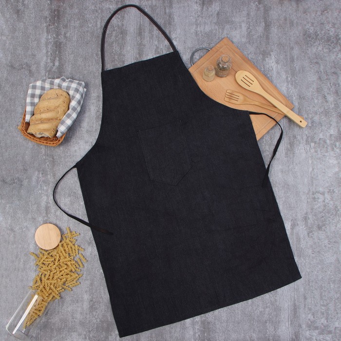 Фартук кухонный «Доляна», джинсовый, 60×88 см, чёрный - Фото 1