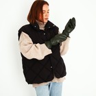 Варежки женские, безразмерные, с утеплителем, цвет хаки - фото 23269415