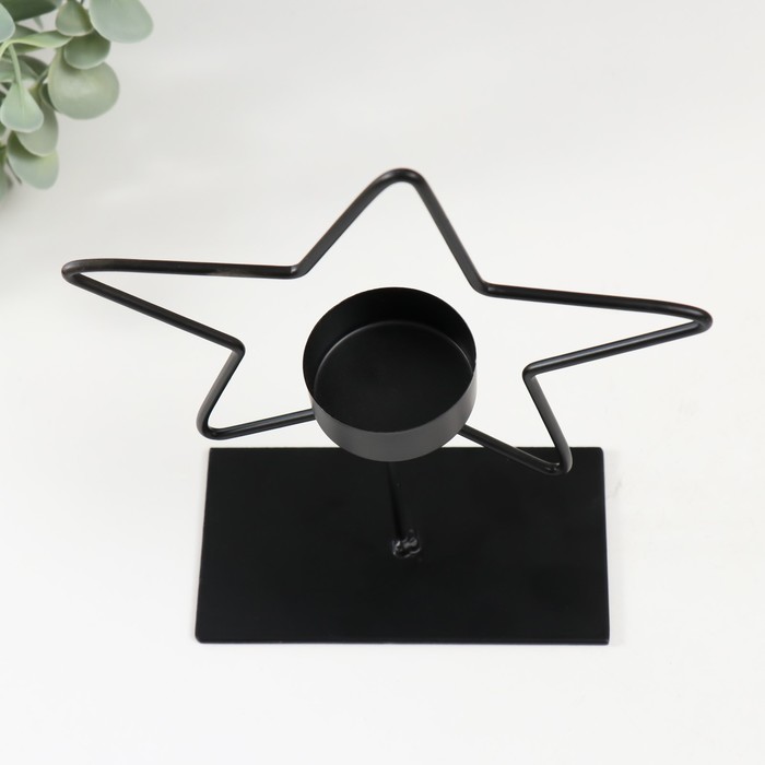 Подсвечник металл на 1 свечу "Звезда" d=4 см черный 14,5х6х19,5 см - фото 1900574014