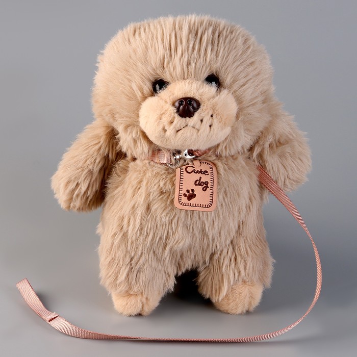 Мягкая игрушка «Собака», с поводком, 24 см, бежевая - Фото 1