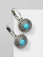 Серьги «Этника» круг в узорах, голубые в чернёном серебре - Фото 4