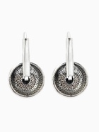 Серьги под натуральный камень «Этника» круг в узорах, цвет чёрный в чернёном серебре - Фото 2