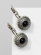 Серьги под натуральный камень «Этника» круг в узорах, цвет чёрный в чернёном серебре - Фото 4