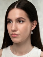 Серьги под натуральный камень «Этника», круг в узорах, чёрные в чернёном серебре - Фото 7