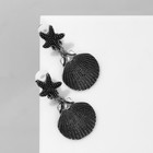 Клипсы «Ракушки» с морскими звёздами, цвет чернёное серебро - фото 7674664