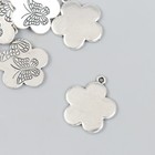 Декор для творчества металл "Цветок с бабочками" серебро 2х2,3 см - Фото 2