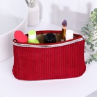 Косметичка на молнии женская, с подкладом, большая, вельветовая, бордовая 9895418