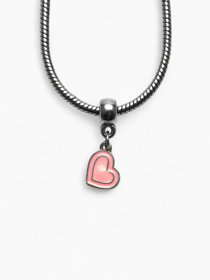 Шарм подвеска «Сердечко», розовый в серебре