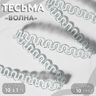 Тесьма декоративная «Волна», 10 мм, 10 ± 1 м, цвет серебряный/белый - Фото 1