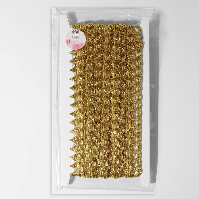 Тесьма декоративная, 13 мм, 10 ± 1 м, цвет золотой