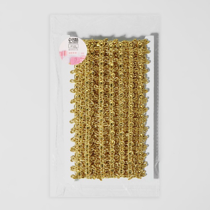 Тесьма декоративная, 18 мм, 10 ± 1 м, цвет золотой