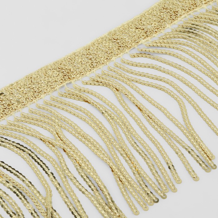 Тесьма с пайетками «Бахрома», d = 3 мм, 10 см, 4,5 ± 0,5 м, цвет золотой