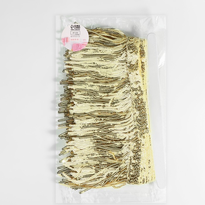 Тесьма с пайетками «Бахрома», d = 3 мм, 10 см, 4,5 ± 0,5 м, цвет золотой