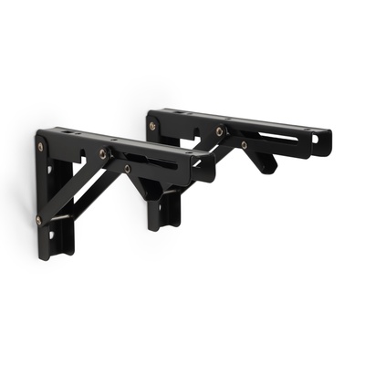 Кронштейн складной для столов и полок ТУНДРА, 2 шт., длина 200 мм, сталь черный