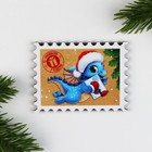 Магнит деревянный «Почтовая марка дракон», 8 х 6 см - фото 11398167