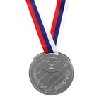 Медаль призовая 014 диам 7 см. 2 место, триколор. Цвет сер. С лентой - фото 3788367
