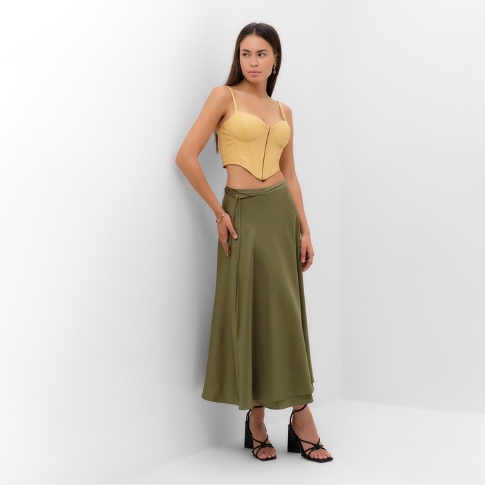 Юбка миди женская на запах MIST Classic Collection, размер 46-48 (L-XL), хаки