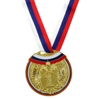 Медаль призовая 014 диам 7 см. 1 место, триколор. Цвет зол. С лентой - Фото 1
