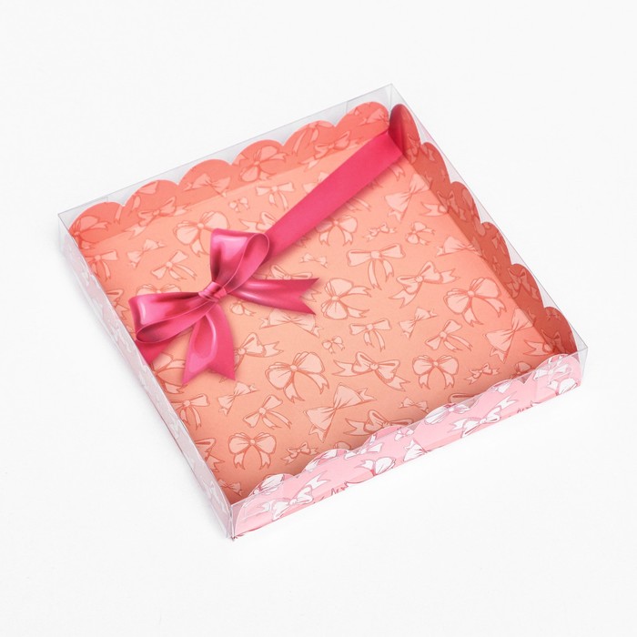 Коробка для печенья, "Розовый бант" 18 х 18 х 3