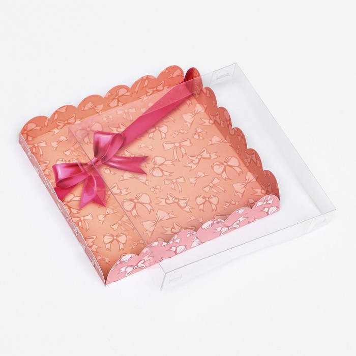 Коробка для печенья, "Розовый бант" 18 х 18 х 3