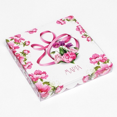 Коробка для печенья «8 марта» 21×21×3