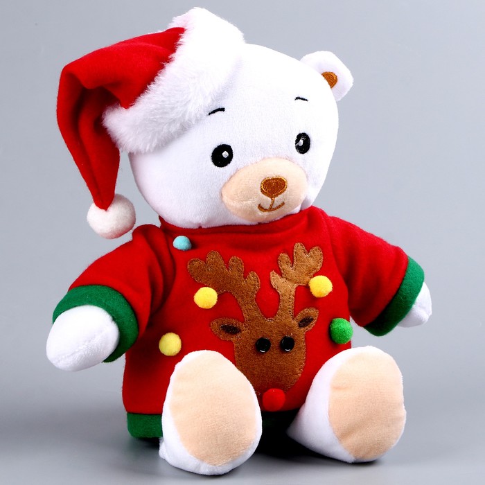 Мягкая игрушка «Мишка Лаппи» новогодняя, в красной кофте - фото 1882868984