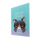Ежедневник недатированный на склейке А5 64 листов, мягкая обложка "Сердитый котик" - Фото 2