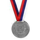 Медаль призовая 013 диам 5 см. 2 место, триколор. Цвет сер. С лентой - фото 8243458