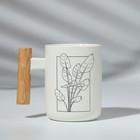 Кружка керамическая «Листья», 400 мл, цвет белый - фото 320461372
