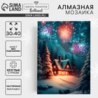 Новогодняя алмазная мозаика с частичным заполнением на холсте «Новый год в лесу», 30 х 40 см 9605290 - фото 4101211