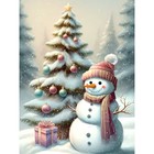 Алмазная мозаика на новый год с частичным заполнением на холсте «Снеговик», 30×40 см, набор для творчества - Фото 3