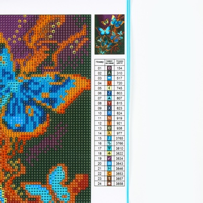 Алмазная мозаика с полным заполнением на холсте «Бабочки», 30×40 см