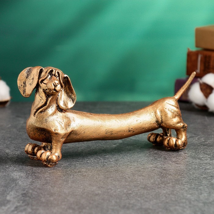 Фигура "Собака Такса" бронза, 9х20х6см - Фото 1