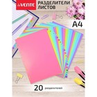 Разделитель листов A4 (245 x 305 мм), цветовой, алфавитный А-Я, 20 листов, "deVENTE. Pastel" полипропилен 140 мкм, индивидуальная упаковка - Фото 1