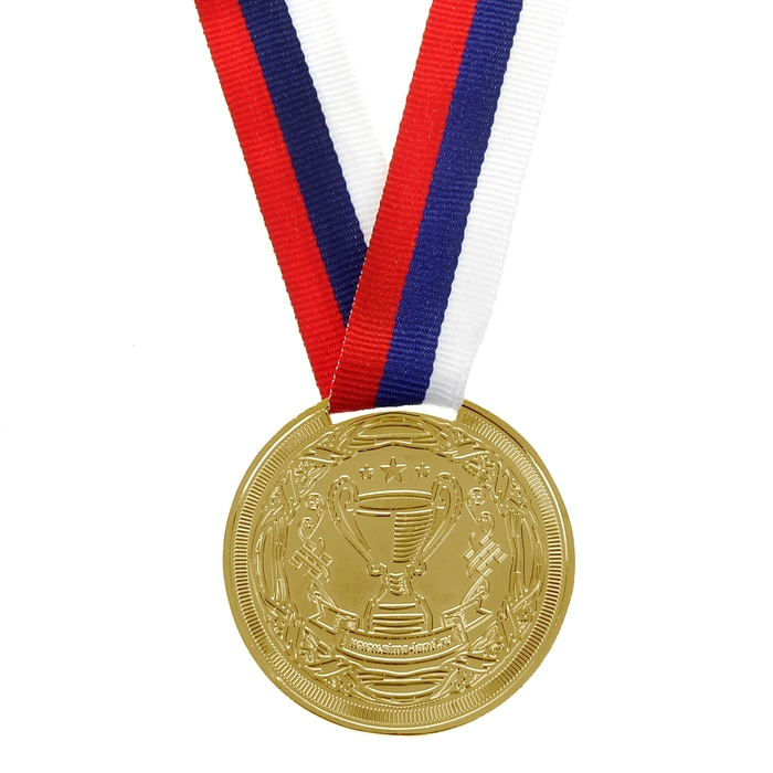 Медаль призовая 013 диам 5 см. 1 место, триколор. Цвет зол. С лентой - фото 1906788090